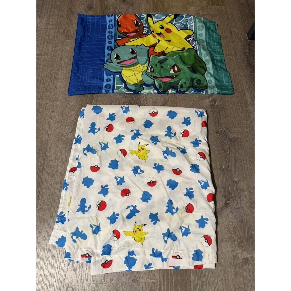pokemon sheet set - 2 Pieces Full Size Flat Sheet & 1 Pillowcase MINT